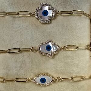 Arm Candy Daliah Hamsa Evil Eye 3 Bracelet Set Gold